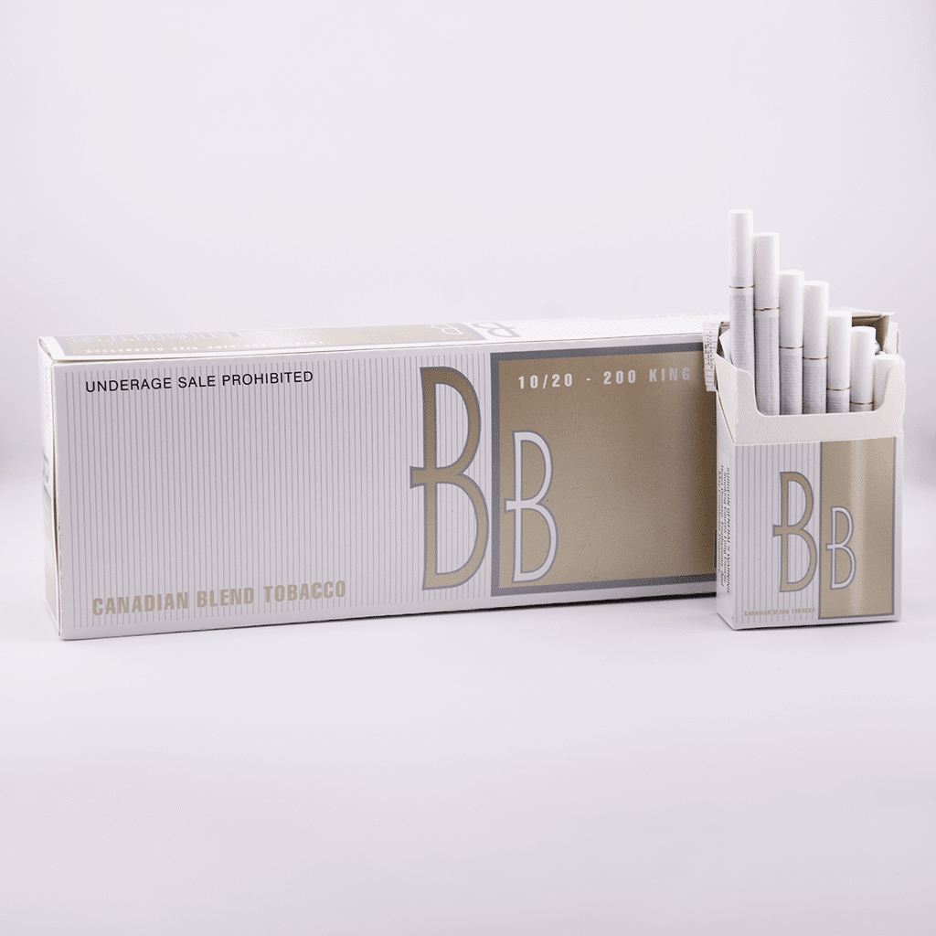 Pack and carton of BB Light cigarettes, white background