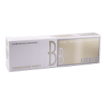 Full carton with 10 packs of BB Light cigarettes, white background