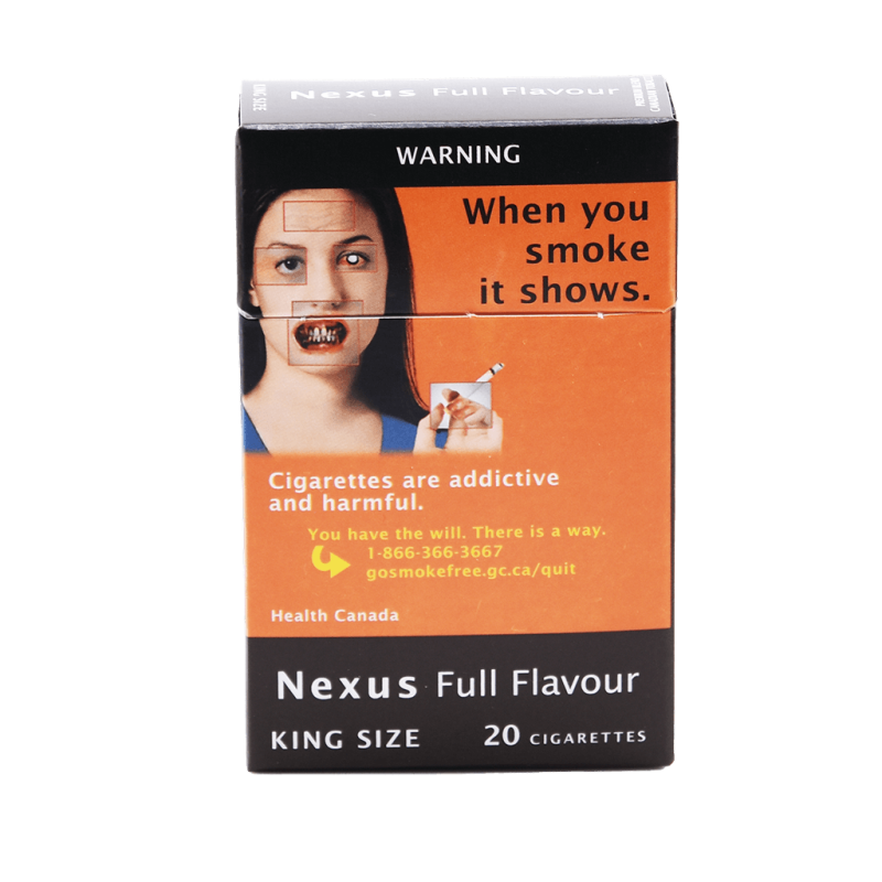 Pack of Nexus Full cigarettes, white background