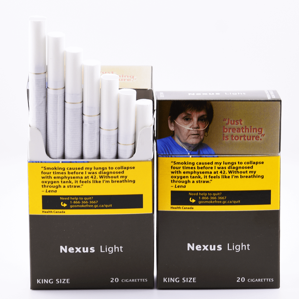 Two Packs of Nexus Light cigarettes, white background