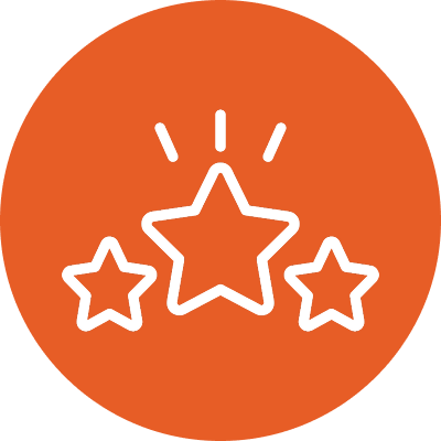 best-quality-native-smokes-smokeway - Smokeway 3 stars for highest quality of cigarettes, icon, white stars on orange background