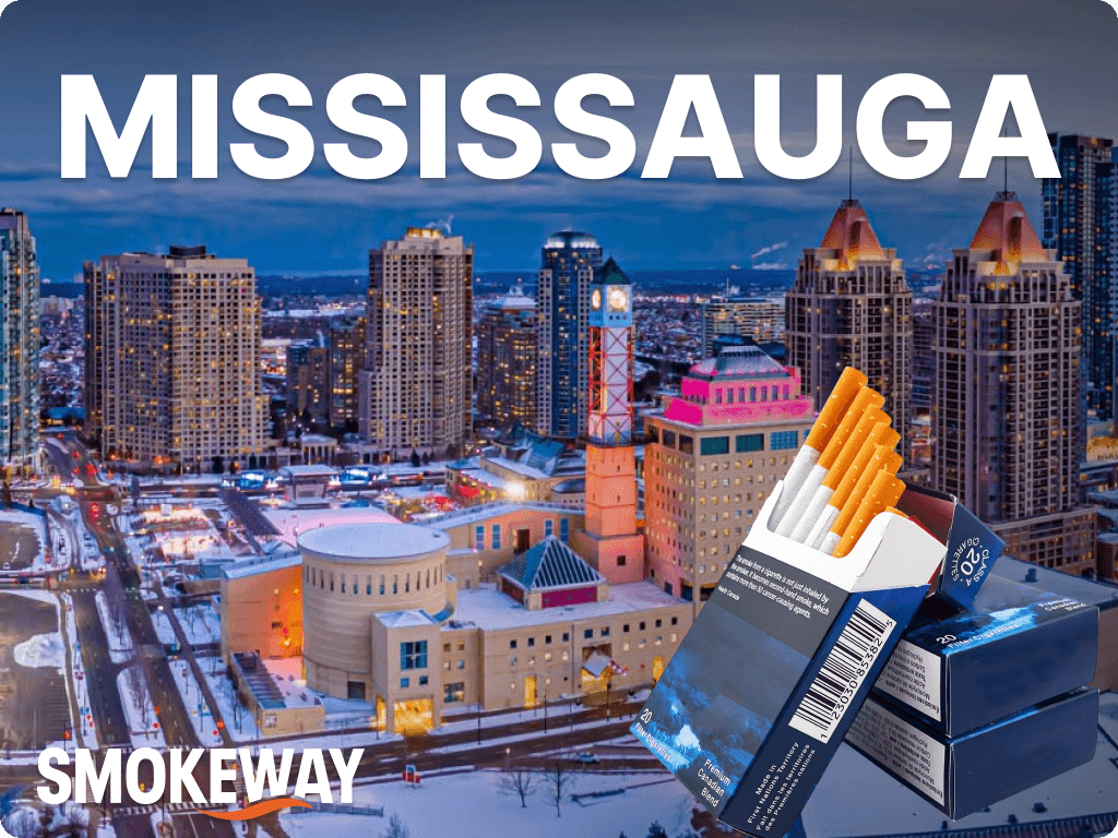 Canadian Classics Original packs with Mississauga City Centre at night in winter