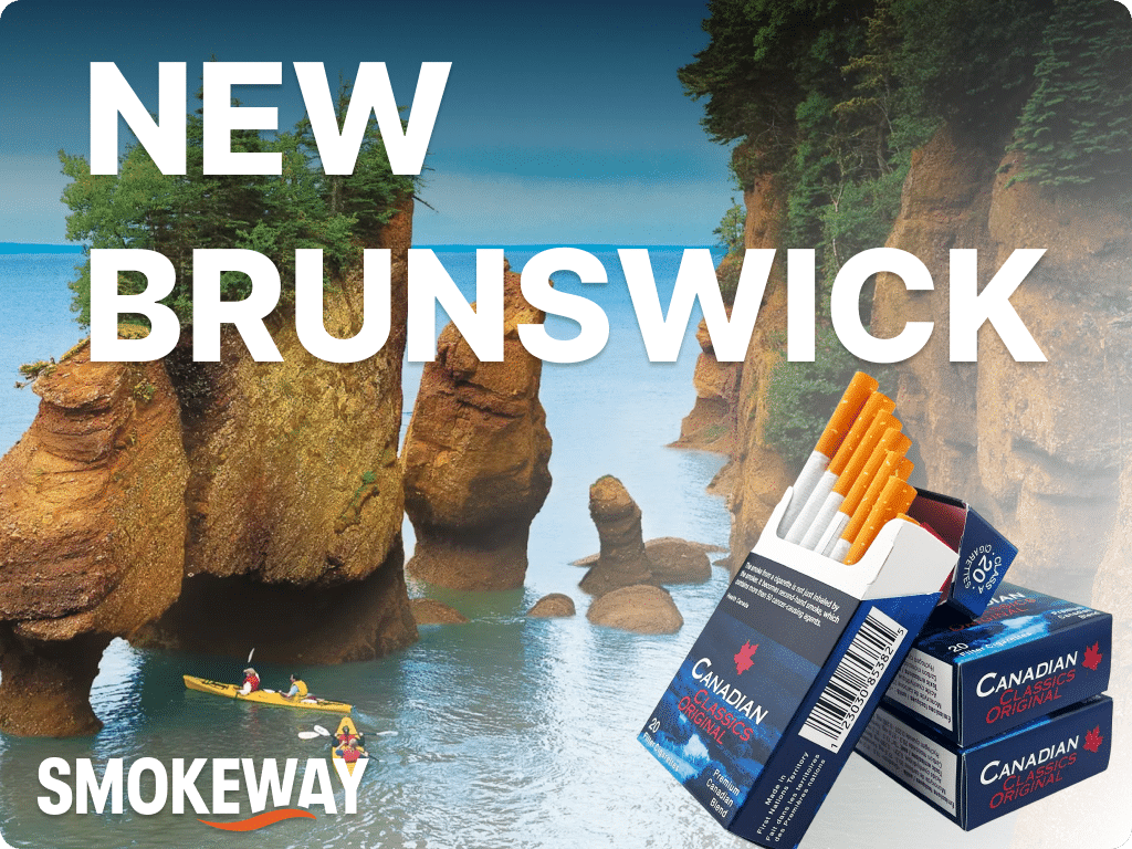 buy-cigarettes-in-new-brusnswick-canada-smokeway – Smokeway Picture of New Brunswick seaside wilderness with Smokeway logo on it and a pack of cigarettes in NB