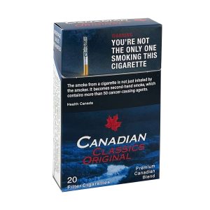 Pack of Canadian Classics Original cigarettes, white background