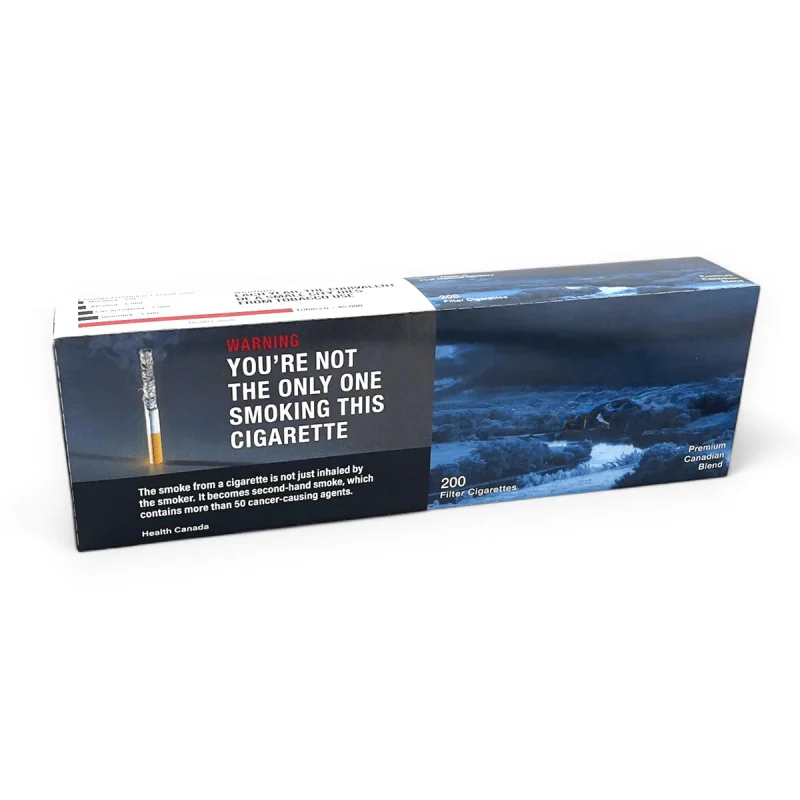 Full carton with 10 packs of Canadian Classics Original cigarettes, white background