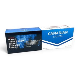 Full carton with 10 packs of Canadian Light cigarettes, white background