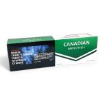 Full carton with 10 packs of Canadian Menthol cigarettes, white background