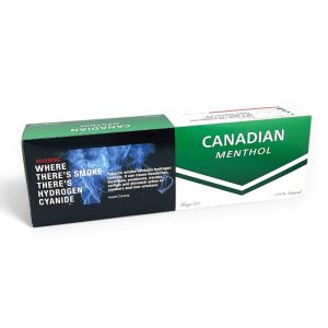 Full carton with 10 packs of Canadian Menthol cigarettes, white background
