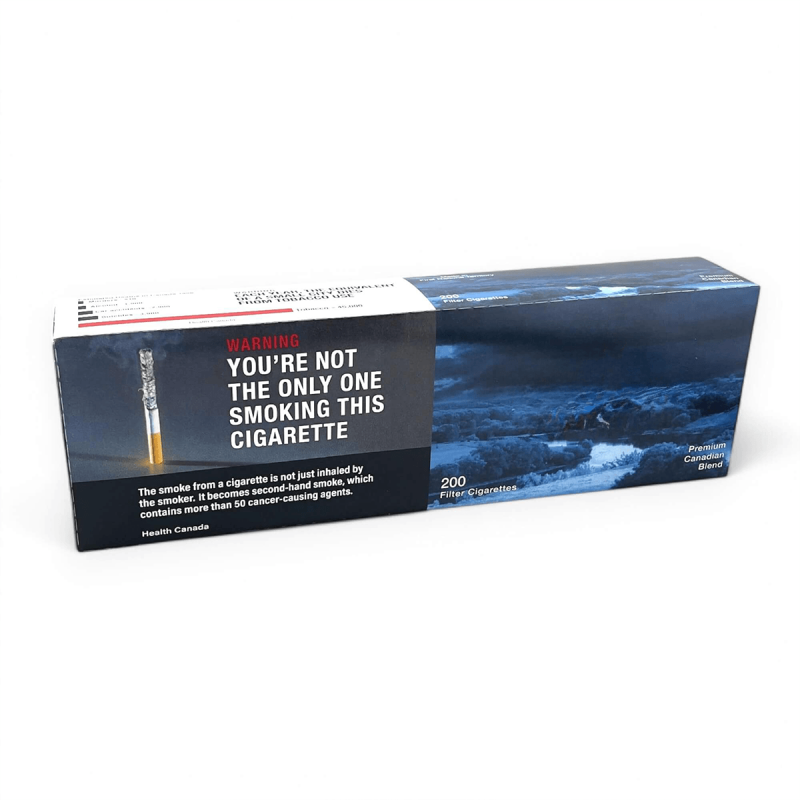 Full carton with 10 packs of Canadian Classics Original cigarettes, white background