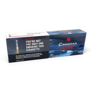 Full carton with 10 packs of Canadian Classics Original cigarettes, white background