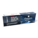 Full carton with 10 packs of Canadian Classics Silver cigarettes, white background