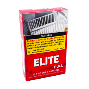Pack of Elite Full cigarettes, white background