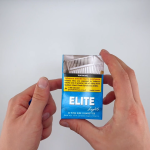 hands holding a pack of Elite Lights cigarettes