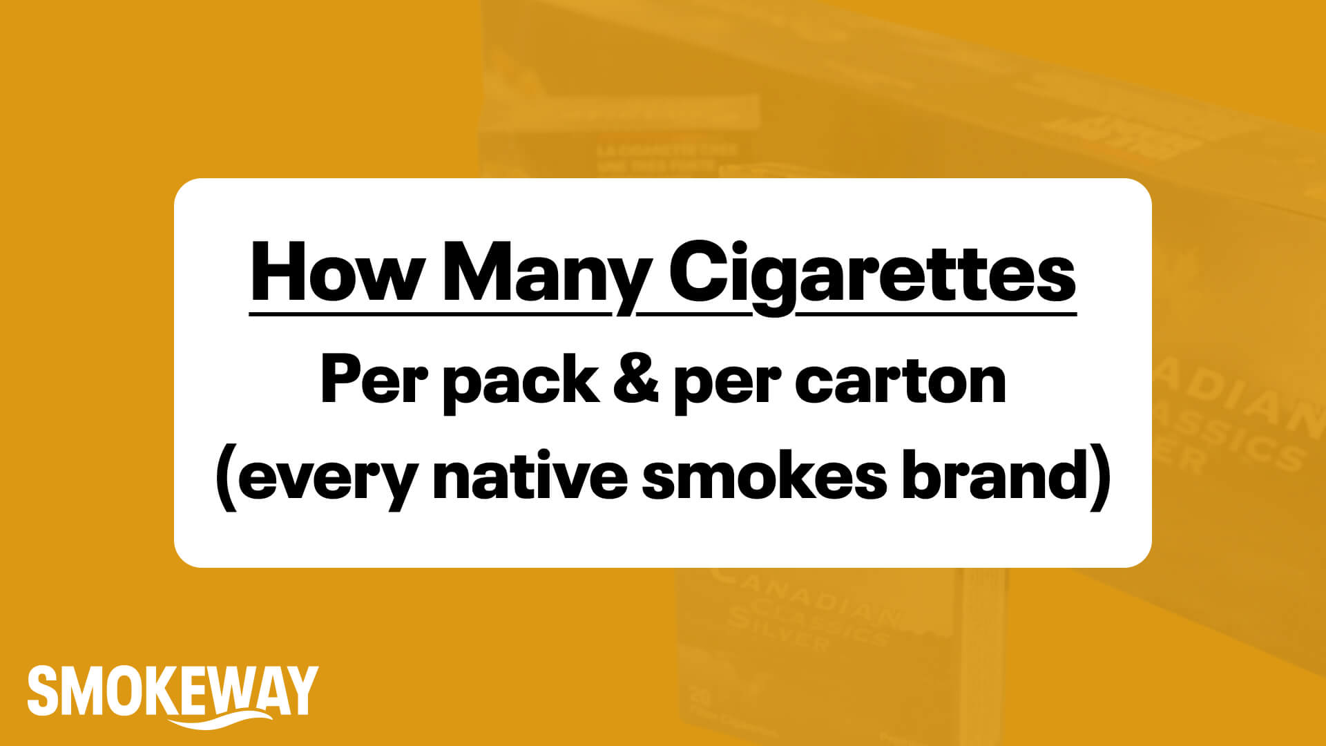 Banner showing the question: How Many Cigarettes Per Pack & Per Carton for SmokeWay brand.
