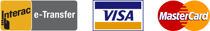 payment systems Smokeway accepts, interac eTransfer logo, Visa logo and Mastercard logo