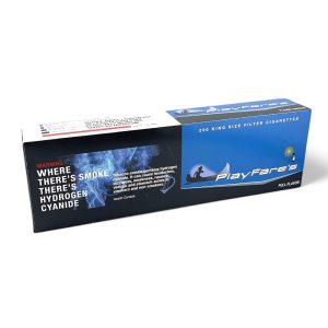 Full carton with 10 packs of Playfare's Full Flavor cigarettes, white background