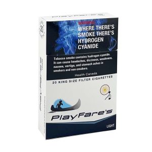 Pack of Playfare's Light cigarettes, white background