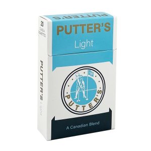 Pack of Putter's Light cigarettes, white background