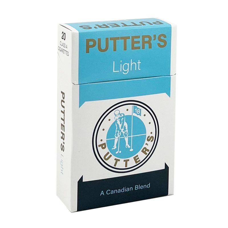 Pack of Putter's Light cigarettes, white background